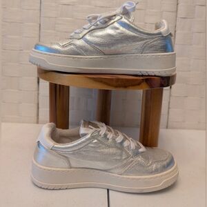 Metallic Silver Platform Sneakers Women's Casual Fashion Sneakers